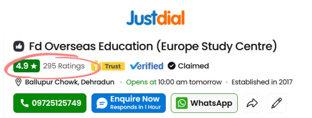 fdoverseas Google and Justdial Reviews